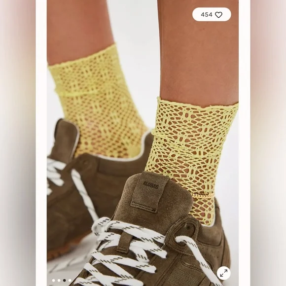 Free People Poppy Crochet Socks. NWT. Canary - Picture 3 of 4